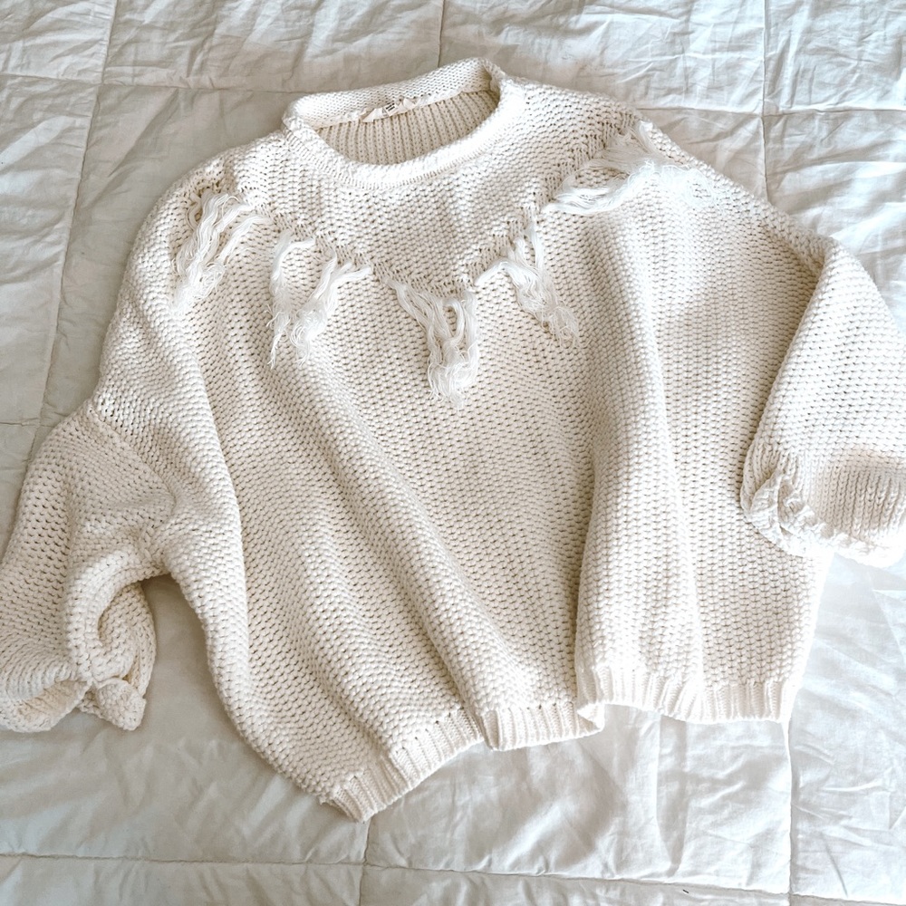White knit sweater